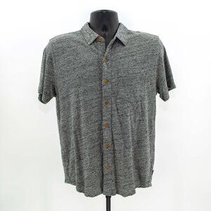 Lucky Brand Knit Short-sleeve Button-up / Heathered Gray / Men's MEDIUM